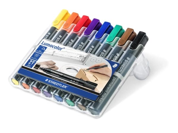 Staedtler Lumocolor, Musta, Sininen, Ruskea, Vihreä, Oranssi, Punainen, Violetti, Keltainen, Polypropeeni (PP), 2 mm, 5 mm, Saksa