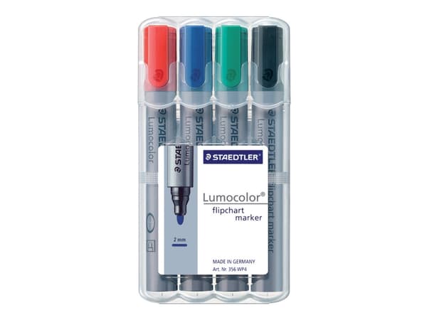 Staedtler 356 WP4, 4 kpl, Musta, Sininen, Vihreä, Punainen, Harmaa, Polypropeeni (PP), 2 mm