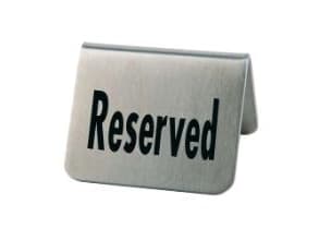 Bordskilt RESERVED Rustfri stål/Sort skrift,2 stk/pk