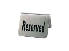 Bordskilt RESERVED Rustfri stål/Sort skrift,2 stk/pk