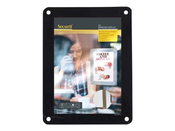 Plakat Ramme Securit A4 UV resistent Sort til vindue,stk
