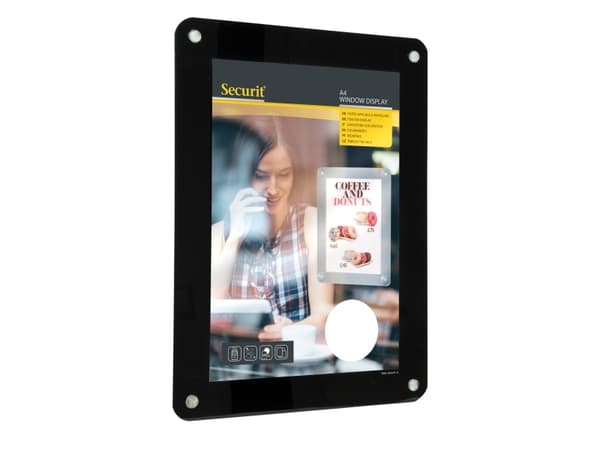 Plakat Ramme Securit A4 UV resistent Sort til vindue,stk