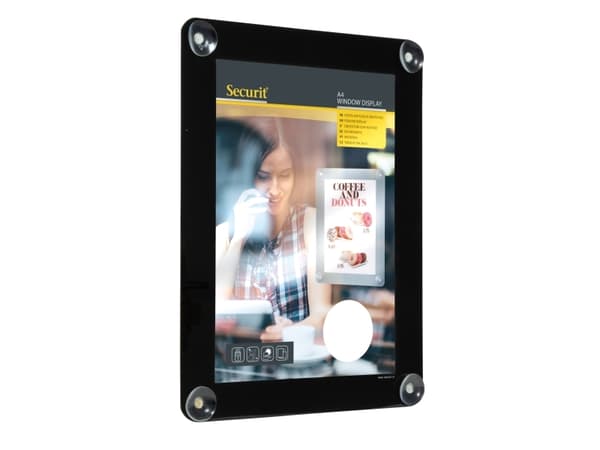 Plakat Ramme Securit A4 UV resistent Sort til vindue,stk