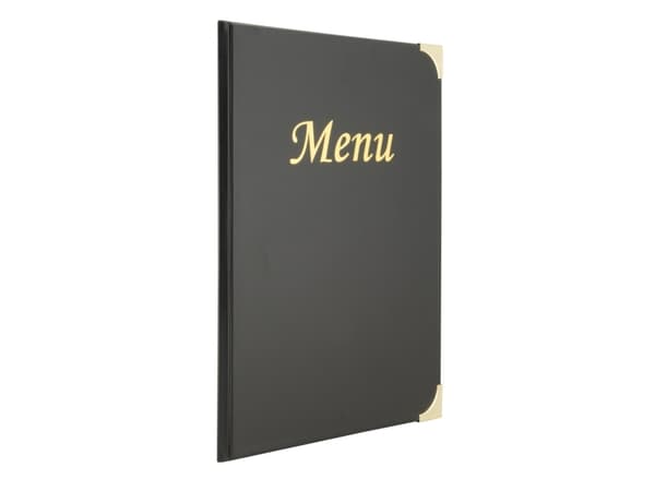 Menu Kortholder A4 Securit Basic viser 4 A4 sider PVC omslag. Sort,stk
