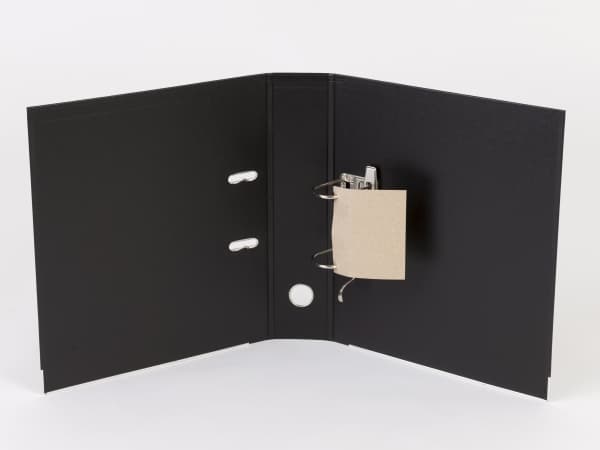 Brevordner Q-Line sort A4 metalskinne 75mm ryg - (10 stk.)
