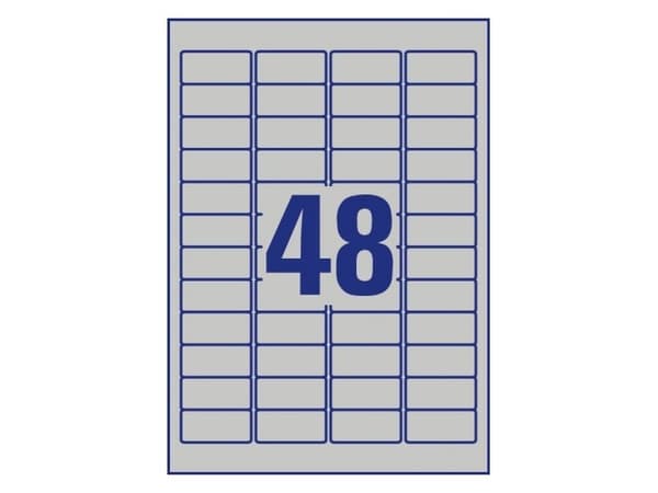 Avery L6009-8, Sølv, Selvklebende skriveretikett, A4, Polyester, Laser, Permanent