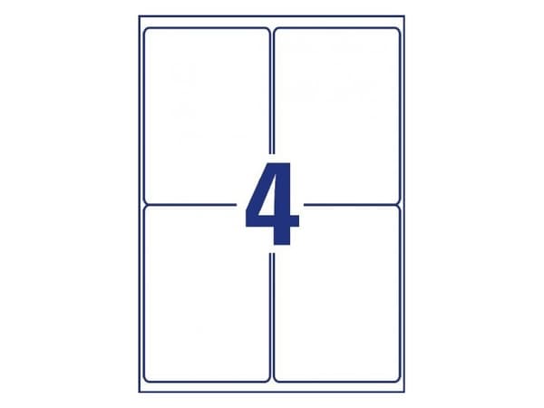 Avery Zweckform L4774REV-8, valkoinen, pyöristetty suorakulmio, irrotettava, DIN A4, polyesteri, mattainen