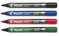 Miniatyrbilde 1 av 5: Pilot Permanent Marker 100 - Markør - permanent - svart, rød, blå, grønn - oljebasert blekk - 1 mm - fin (en pakke 4)