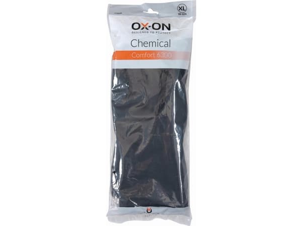 Kemihandsker, OX-ON® Chemical Comfort 6301, sort, str. 7, pakke a 12 par