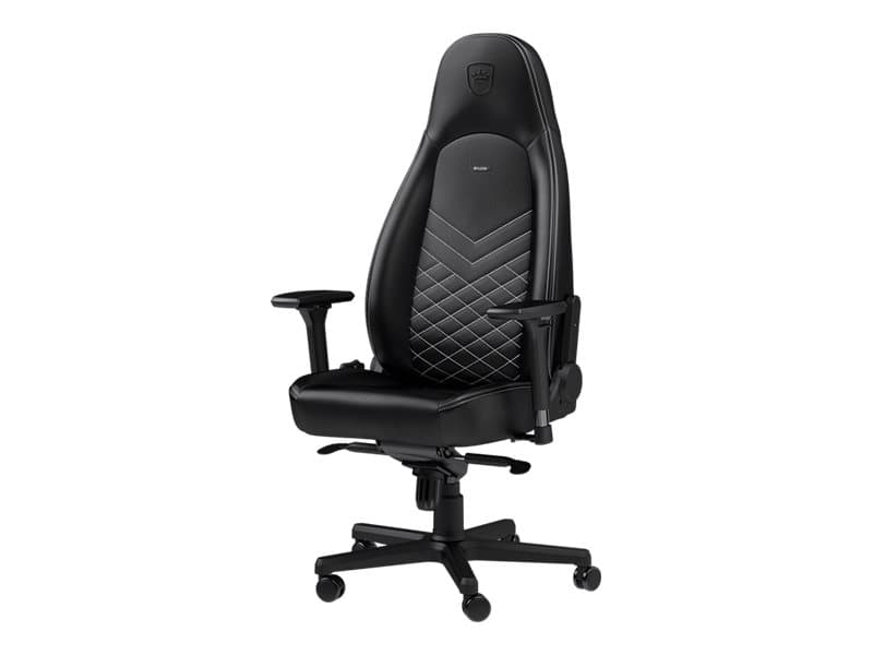 Noblechairs ICON - Stol - Armstöd - T-formad - Svängbar - Aluminium, polyuretan, stål, nylon/polyeten, polyuretanläder - Svart, Platinum-White