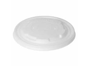 Plastlåg Ø115 mm Bionedbrydelig CPLA Hvid til Bowle/Bæger,16 pk x 50 stk/krt