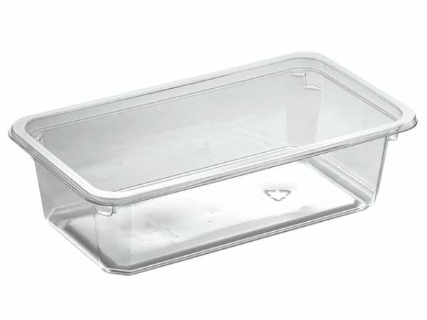 Plastbakke Kageboks K2182-1F 1-rum 640 ml 180x100x50 mm RPET Klar,608 stk/krt