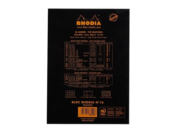 Notesblok, Rhodia, linjeret, A5, 40 ark, 80 g