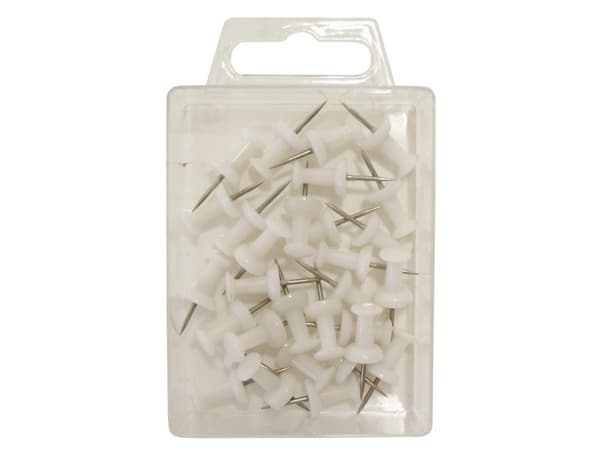 Kortnål Push Pin hvid (æske á 30 stk.)