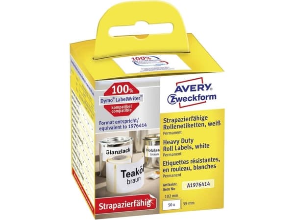 Etiketter Avery Heavy Duty, 59 x 102 mm, pakke a 50 stk.