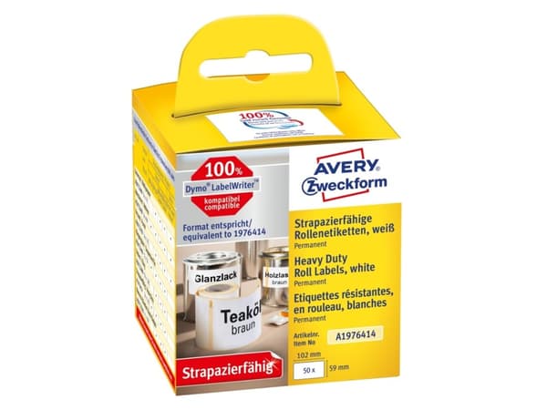 Etiketter Avery Heavy Duty, 59 x 102 mm, pakke a 50 stk.