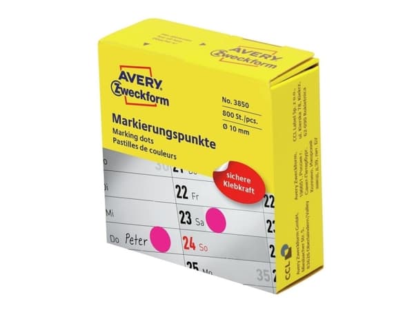 Avery 3850, Fiolblå, Rund, Permanent, Papir, 1 cm, Boks