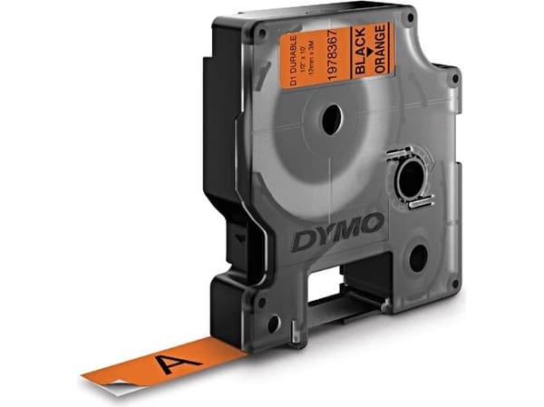 DYMO D1 - Selv-adhesiv - sort på oransje - Rull (1,2 cm x 3 m) 1 kassett(er) merketape - for LabelMANAGER 100, 150, 160, 200, 210, 220, 260, 280, 300