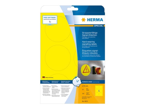 HERMA Special - Matt - selvklebende - gul - 85 x 85 mm 150 etikett(er) (25 ark x 6) filmetiketter