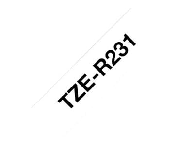 Brother TZe-R231 gavebånd 12mm x 4m - sort på hvid satinbånd