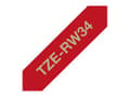 Miniatyrbild 1 av 5: Brother TZe-RW34 gavebånd 12mm x 4m - guld på vinrød satinbånd