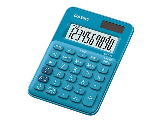 Casio MS-7UC - Skrivbordskalkylator - 10 siffror - solcellspanel, batteri - blå