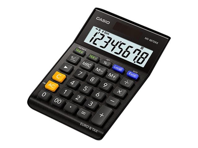Casio MS-88TERII - Skrivbordskalkylator - 8 siffror - solcellspanel, batteri - svart