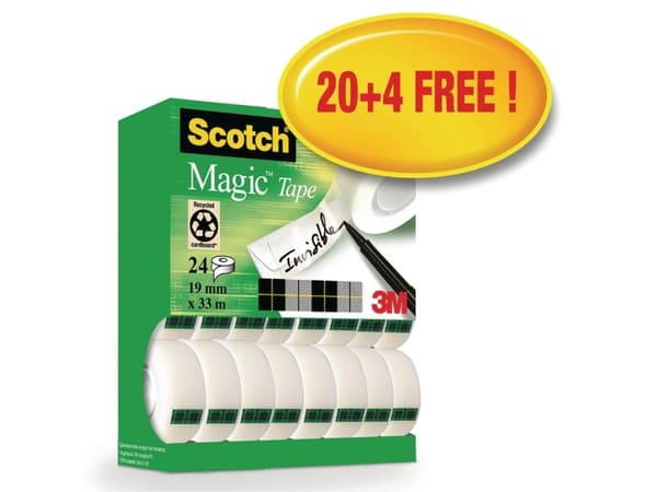Scotch Magic, 33 m, Gjennomsiktig, Akryl, Plast, Matte, 2,54 cm, 19 mm