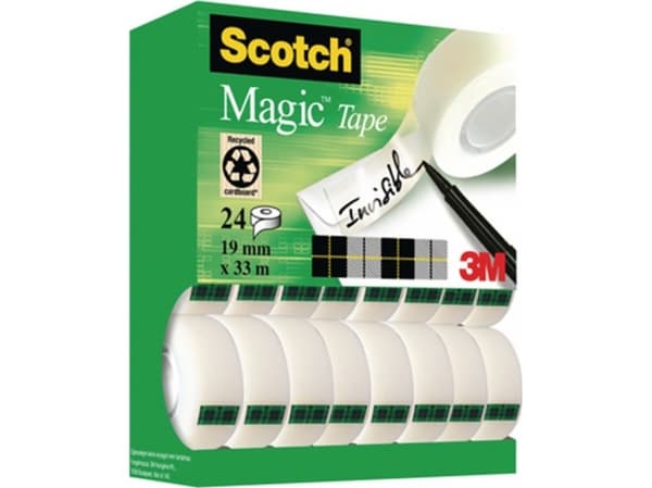 Scotch Magic, 33 m, Gjennomsiktig, Akryl, Plast, Matte, 2,54 cm, 19 mm