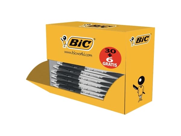 Kuglepen, BIC Atlantis, 7,0, medium, sort, pakke a 30+6 stk