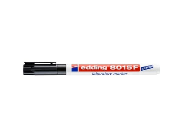 Edding 8015 F, Musta, Pyöreä pää, Musta, Valkoinen, Hienojakoinen, 0,75 mm, Kalvo, Lasi, Posliini