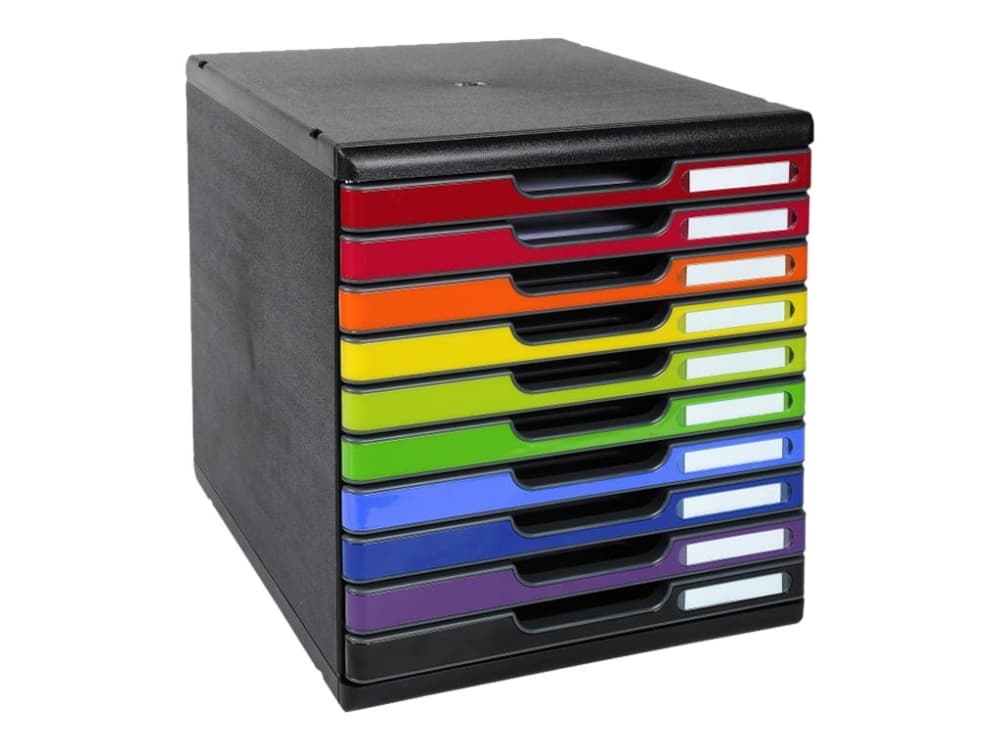 Lådskåp exacompta modulo, 10 lådor, harlekin