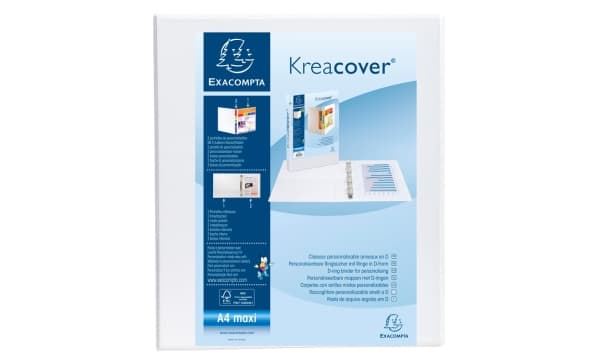 Ringpärm exacompta kreacover, a4+, rygg 64 mm, vit