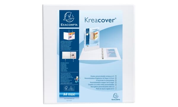 Innstikk ringperm exacompta kreacover, a4+, rygg 90 mm, hvit