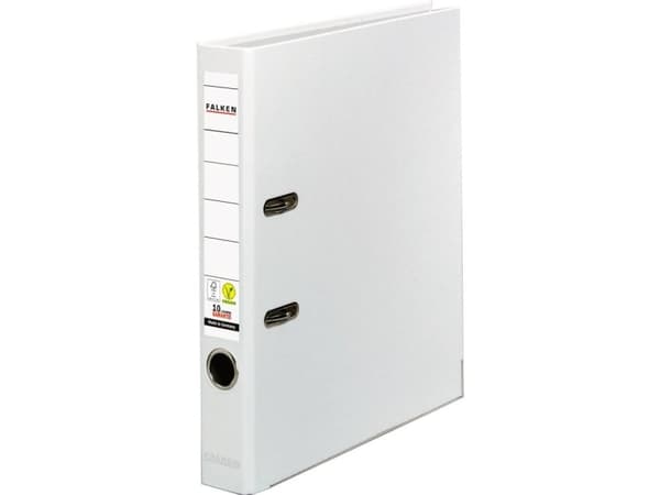 Falken Mappe PP-Color A4 Rygbredde: 50 mm Hvid 2 bøjler 9984121