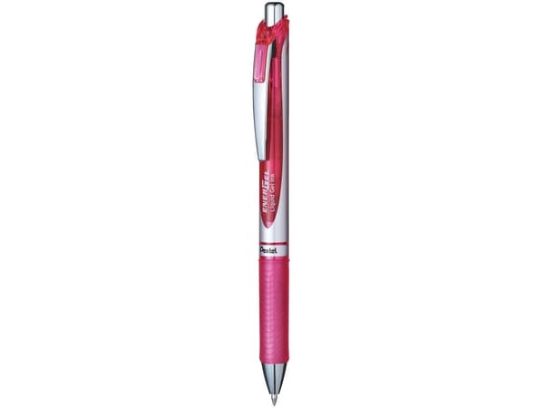 Pentel EnerGel Xm, Uttrekkbar gelépenn, Rosa, Rosa, Sølv, Plast, Gummi, Rund, 0,35 mm