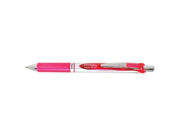 Pentel EnerGel Xm, Uttrekkbar gelépenn, Rosa, Rosa, Sølv, Plast, Gummi, Rund, 0,35 mm