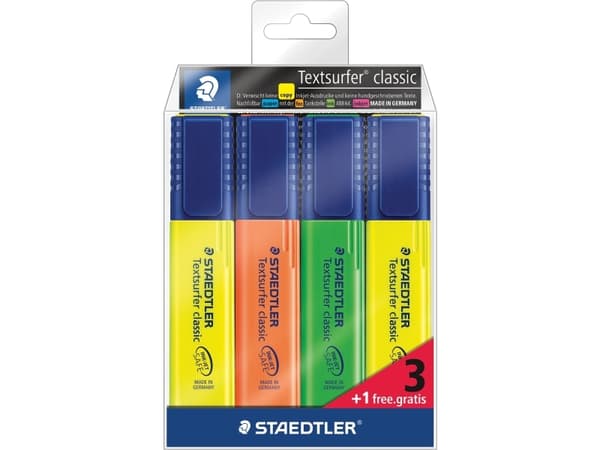 Markeringspennor Staedtler Textsurfer Classic 364 ass. färger (4 st.)