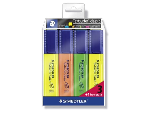 Markeringspennor Staedtler Textsurfer Classic 364 ass. färger (4 st.)