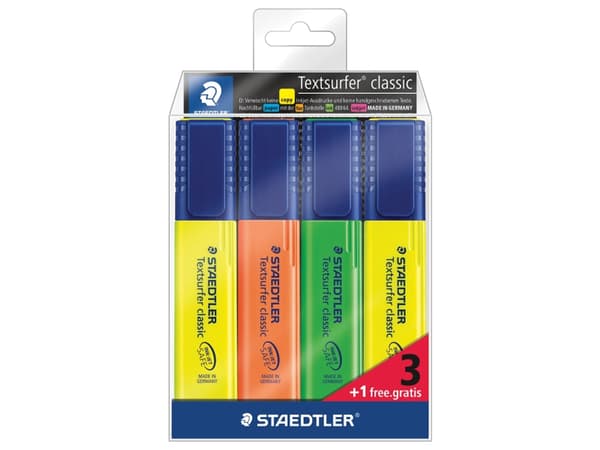 Tekstmarker Staedtler Textsurfer Classic 364 ass. farver (4 stk.)