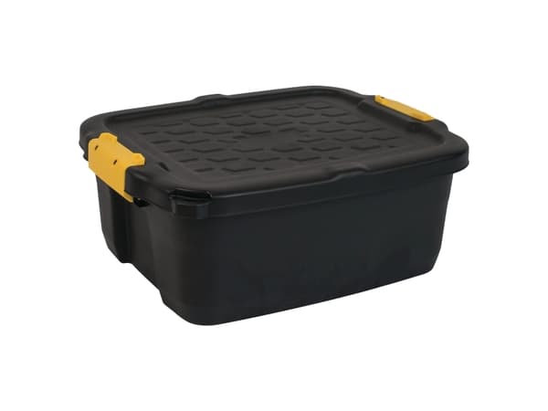 Opbevaringskasse, Strata Heavy Duty med låg, sort, 24 L