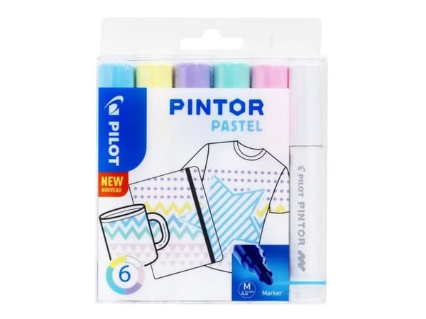 Marker Pilot Pintor Pastel Mix Medium 1,4 mm med 6 stk. ass. farver