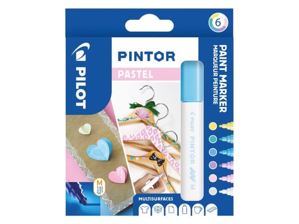 Marker Pilot Pintor Pastel Mix Medium 1,4 mm med 6 stk. ass. farver