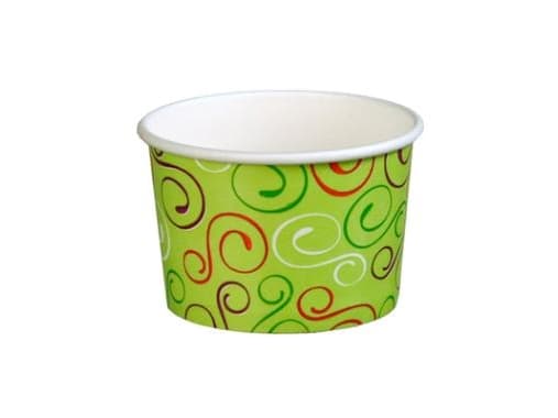 Isbæger 120/140 ml 3 oz Ø74x49 mm Pap Green twiddle,20 ps x 50 stk/krt