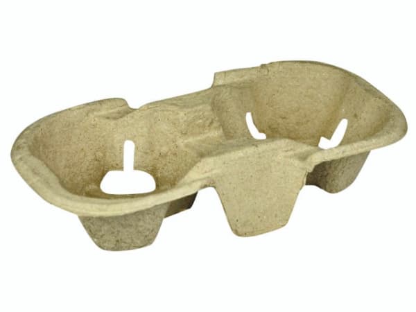 Kopholder Bakke 215x108x42 mm Pap Natur til 2 bægre,6 ps x 90 stk/krt