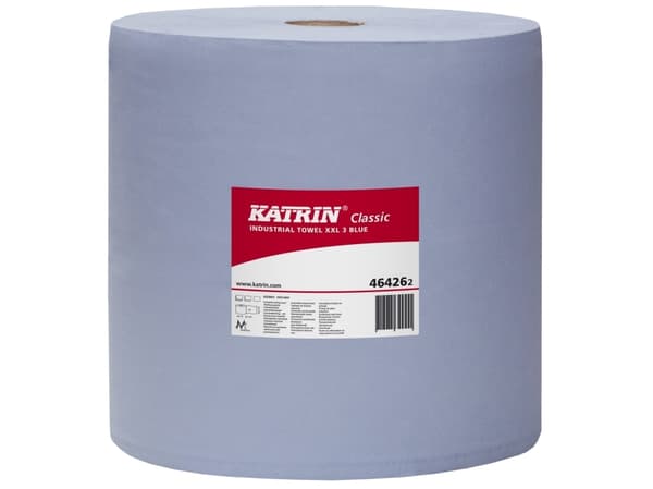 Aftørringsrulle Katrin Classic Industrirulle 3-lag 38 cm x380 m Blå,1 Rl