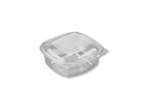 Plastbakke SquarePac 250 ml 130x127x40 mm Hængslet låg APET Klar,100 Stk/pk