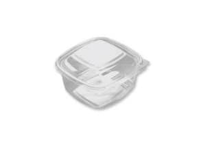 Plastbakke SquarePac 500 ml 130x127x64 mm Hængslet låg APET Klar,6 pk x100 stk/krt