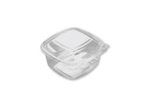 Plastbakke SquarePac 500 ml 130x127x64 mm Hængslet låg APET Klar,6 pk x100 stk/krt