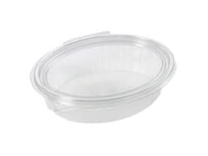 Salatbakke Clearshow 370 ml 167x131x45 mm oval hængslet låg RPET Klar,12 pk x 50 stk/krt